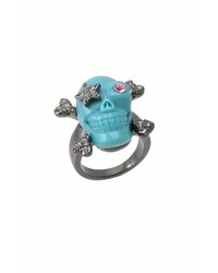 Wildfox Couture Jewelry Skull Ring With Crystals In Turquoise