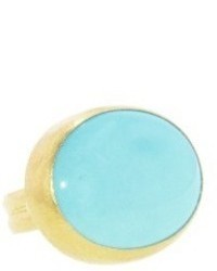 Gurhan Large Oval Turquoise Ring 24 Karat Yellow Gold