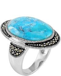 Le Vieux Silver Plated Turquoise Marcasite Ring Made With Swarovski Marcasite