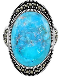 Le Vieux Silver Plated Turquoise Marcasite Ring Made With Swarovski Marcasite