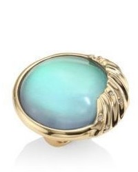 Alexis Bittar Lucite Crystal Studded Sculptural Sphere Cocktail Ring