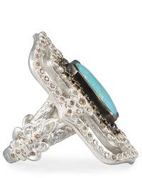 Armenta New World Midnight Turquoise Diamond Scroll Ring