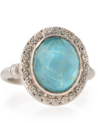 Armenta New World Rutilated Quartz And Turquoise Doublet Ring With Diamonds Details