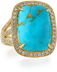 Rina Limor Fine Jewelry Rina Limor Natural Arizona Turquoise Ring With Diamonds Size 7