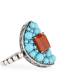 Stephen Dweck Silver Twin Agate Turquoise Ring