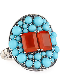 Stephen Dweck Silver Twin Agate Turquoise Ring