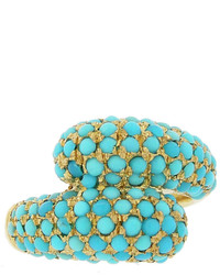 Jennifer Meyer Turquoise Double Dome Ring In Yellow Gold