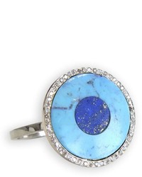 Jennifer Meyer Turquoise Inlay And Lapis Center Eye Ring With Diamonds White Gold