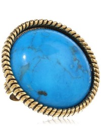 Yochi Turquoise Textured Adjustable Ring
