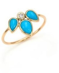 Zoe Chicco Diamond Turquoise 14k Yellow Gold Ring