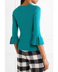 Michael Kors Collection Ruffled Ribbed Knit Sweater