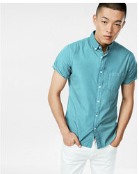 Express Slim Gart Dyed Button Collar Short Sleeve Shirt
