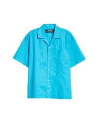 Jacquemus La Chemise Blu Cotton Camp Shirt In Turquoise At Nordstrom
