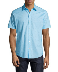 Zachary Prell Weinman Golf Club Short Sleeve Sport Shirt Turquoise