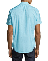 Zachary Prell Weinman Golf Club Short Sleeve Sport Shirt Turquoise