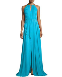 Aquamarine Silk Evening Dress