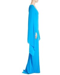 St. John Collection Cape Sleeve Cady Column Gown