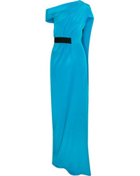 Roland Mouret Minton One Shoulder Silk Gown Blue