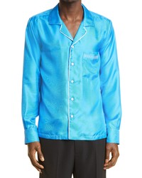Aquamarine Silk Long Sleeve Shirt