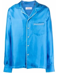 Canali Embroidered Detail Silk Shirt