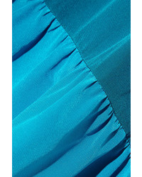 Peter Pilotto Tiered Color Block Silk Crepe De Chine Skirt Storm Blue
