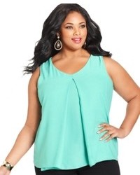 ING Plus Size Sleeveless Pleated Top