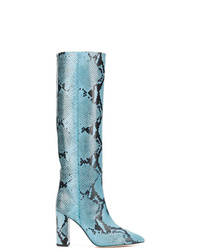 Aquamarine Snake Leather Knee High Boots
