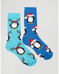 Asos Holidays Socks With Penguin Design 2 Pack