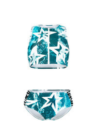 Aquamarine Star Print Bikini Top