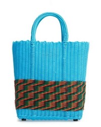 Aquamarine Straw Tote Bag