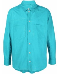 Aquamarine Suede Long Sleeve Shirt