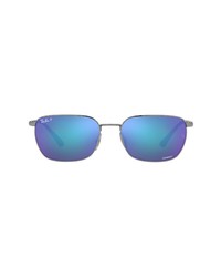 Ray-Ban 49mm Polarized Rectangle Sunglasses In Gunmetalpolarized Grey Blue At Nordstrom