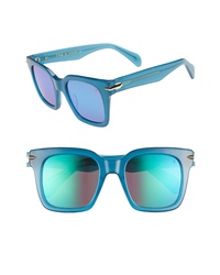 Rag & Bone 51mm Polarized Mirrored Square Sunglasses