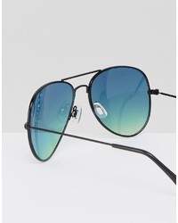 Asos Aviator Sunglasses With Blue Grad Lens