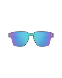 Oakley Lugplate 139mm Mirrored Shield Sunglasses In Satin Chromeprizm Sapphire At Nordstrom