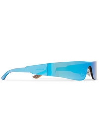 Balenciaga Mono Rectangle Frame Nylon Mirrored Sunglasses