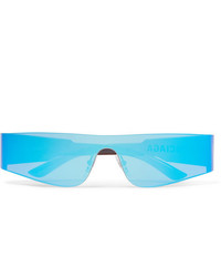 Balenciaga Mono Rectangle Frame Nylon Mirrored Sunglasses