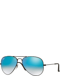 Ray-Ban Ombre Mirrored Aviator Sunglasses Blackblue