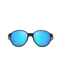 Oakley Prizm 56mm Round Sunglasses In Matte Blackprizm Sapphire At Nordstrom