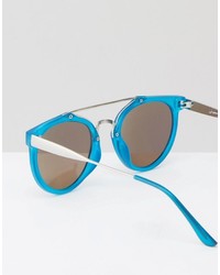 Jeepers Peepers Round Blue Sunglasses With Blue Mirror Lens
