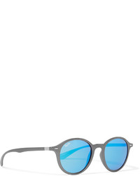 Ray-Ban Round Frame Matte Silver Tone Mirrored Sunglasses