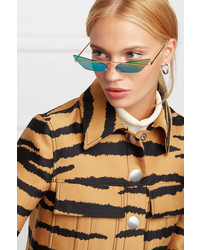Poppy Lissiman Skinny Demon Cat Eye Gold Tone Mirrored Sunglasses