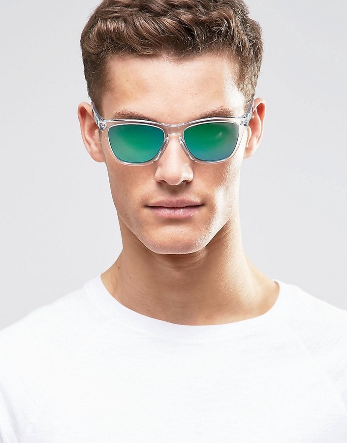 Oakley Square Frogskin Sunglasses With Green Flash Lens, $154 | Asos |  Lookastic