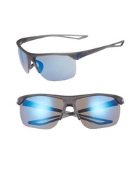 Nike Trainer R 67mm Oversize Sunglasses In Matte Greygrey Blue Mirror At Nordstrom