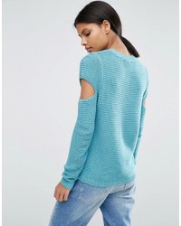 Asos Sweater In Ripple Stitch With Slash Sleeves