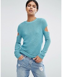 Asos Sweater In Ripple Stitch With Slash Sleeves