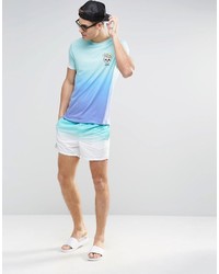 Asos Brand Short Length Swim Shorts In Blue Dip Dye