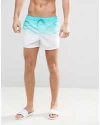 Asos Brand Short Length Swim Shorts In Blue Dip Dye