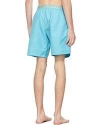 Versace Underwear Blue Mid Length Greca Border Swim Shorts