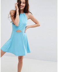 Asos Mini Swing Halter Neck Sundress With Cut Out